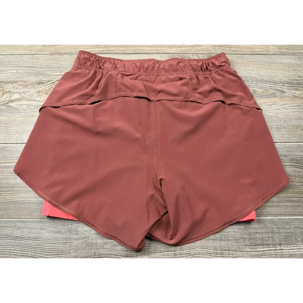 Brooks Shorts Womens M Burgundy  2 In 1 Running Lined Athletic Pockets